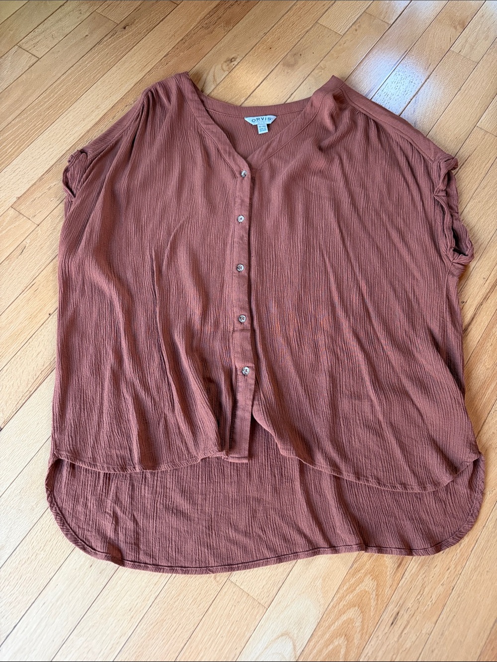 Orvis Women's Rust-Red Button Front Short Sleeve Blouse
